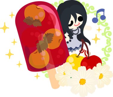 Şirin illüstrasyon kiraz tatlılar