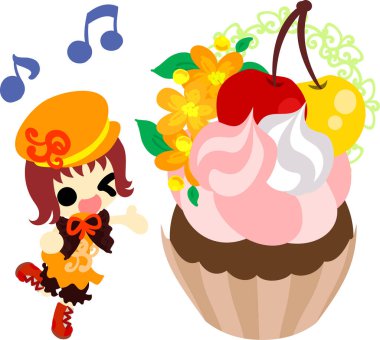 Şirin illüstrasyon kiraz tatlılar