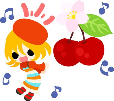 Şirin illüstrasyon kiraz tatlılar