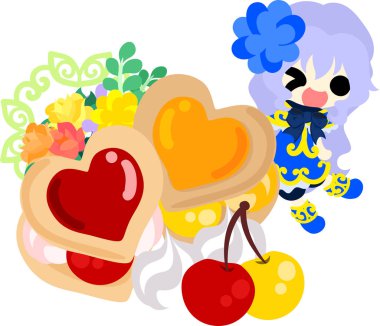 Şirin illüstrasyon kiraz tatlılar