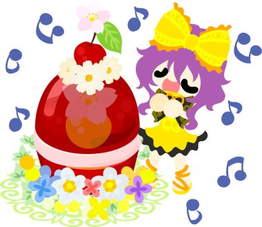 Şirin illüstrasyon kiraz tatlılar