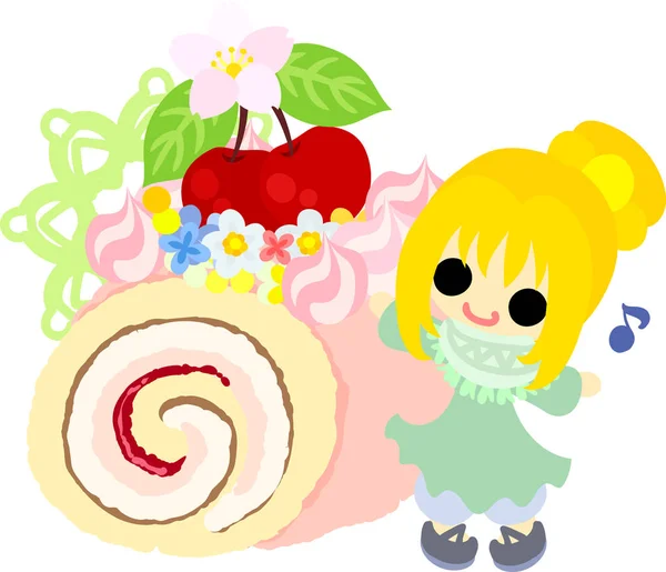 Cseresznye édességek aranyos illusztrációja — Stock Vector