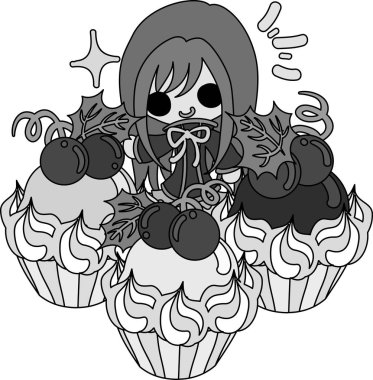 Üzüm ve bir kız şirin çizimi