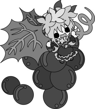 Üzüm ve bir kız şirin çizimi