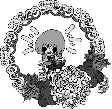 Üzüm ve bir kız şirin çizimi