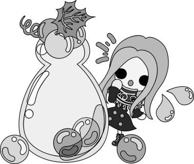 Üzüm ve bir kız şirin çizimi