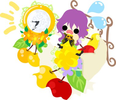 Şirin illüstrasyon kiraz nesneleri