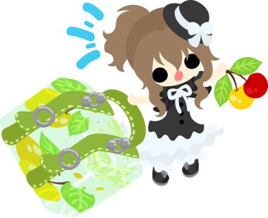 Şirin illüstrasyon kiraz nesneleri