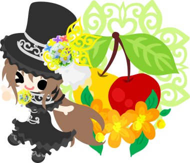 Şirin illüstrasyon kiraz nesneleri