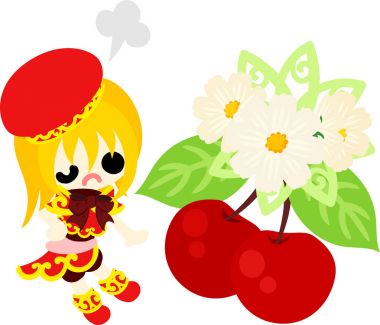 Şirin illüstrasyon kiraz nesneleri