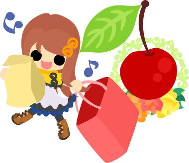 Şirin illüstrasyon kiraz nesneleri