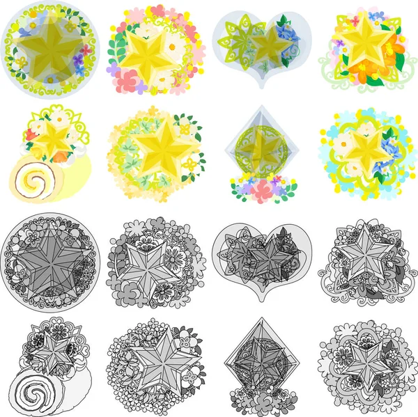 Les icônes des objets étoilés — Image vectorielle