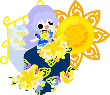 Yıldız nesneleri şirin illüstrasyon