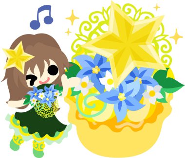 Yıldız nesneleri şirin illüstrasyon