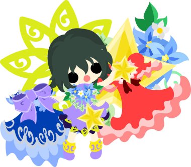 Yıldız nesneleri şirin illüstrasyon