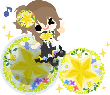 Yıldız nesneleri şirin illüstrasyon