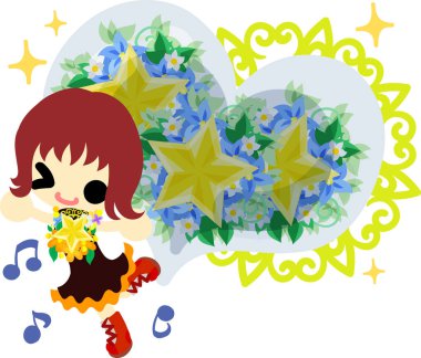 Yıldız nesneleri şirin illüstrasyon