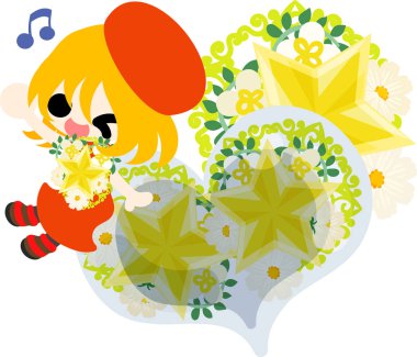 Yıldız nesneleri şirin illüstrasyon