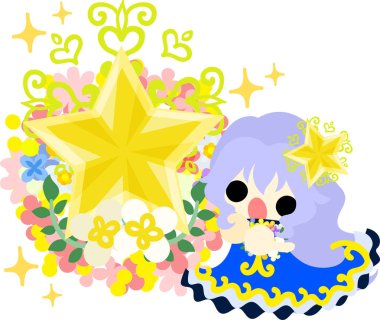 Yıldız nesneleri şirin illüstrasyon