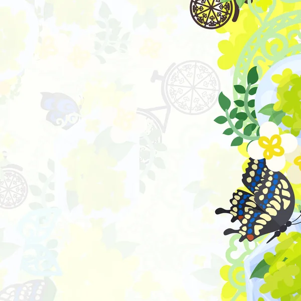 Le cadre des objets à fleurs jaunes — Image vectorielle