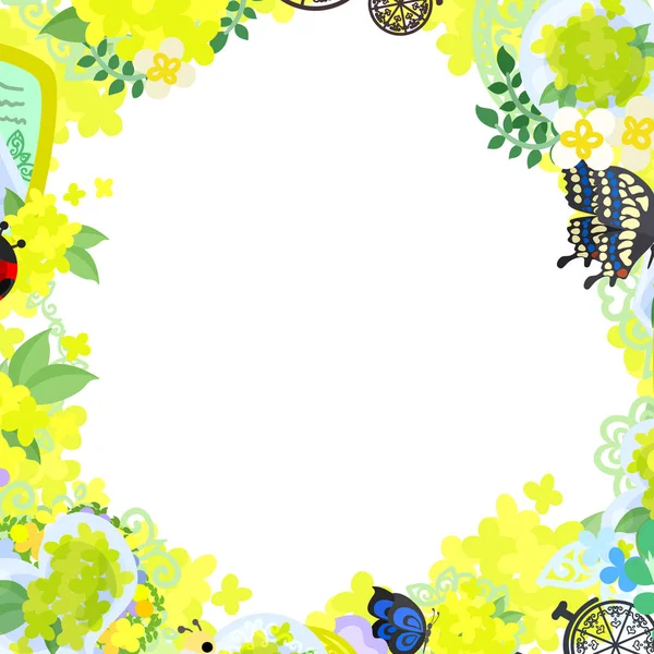 黄色の花のオブジェクト フレーム — ストックベクタ