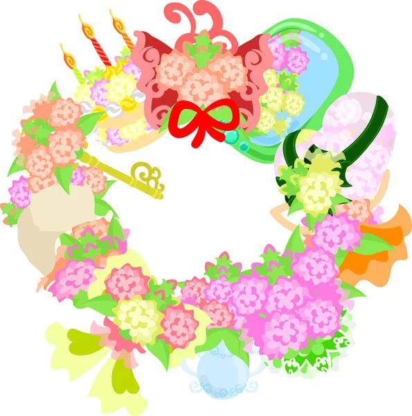 The wreath of flower objects — Stock Vector
