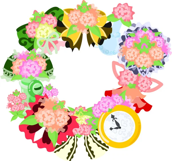 The wreath of flower objects — Stock Vector