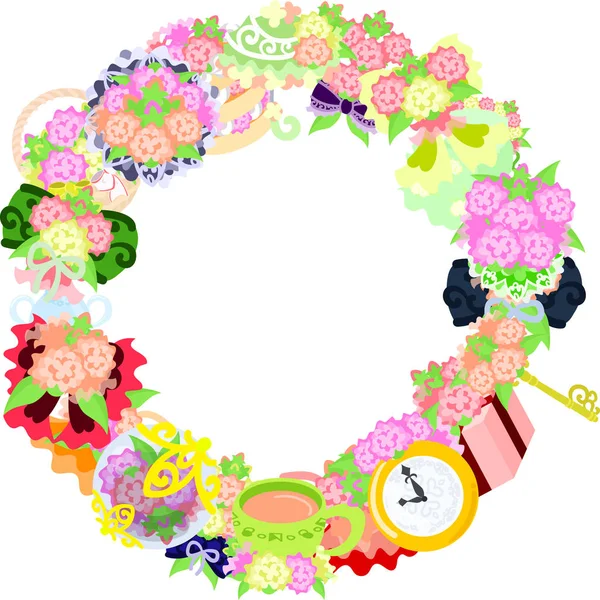 The wreath of flower objects — Stock Vector