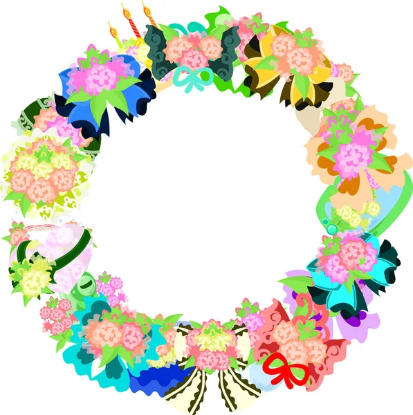 The wreath of flower objects — Stock Vector