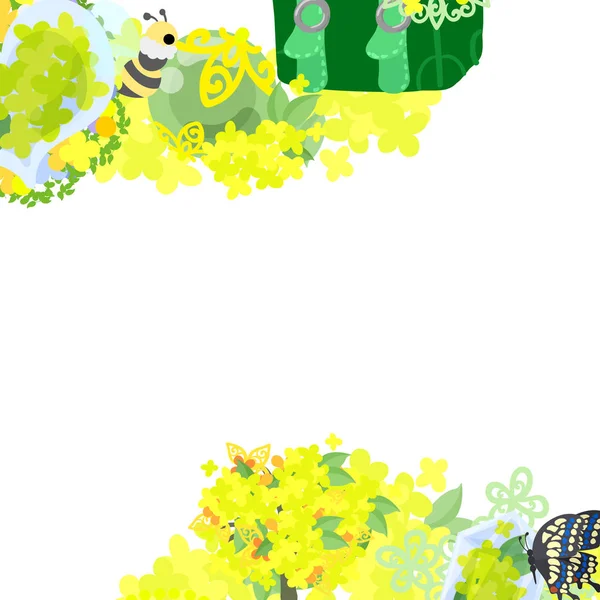 黄色的花蕊对象的框架 — 图库矢量图片