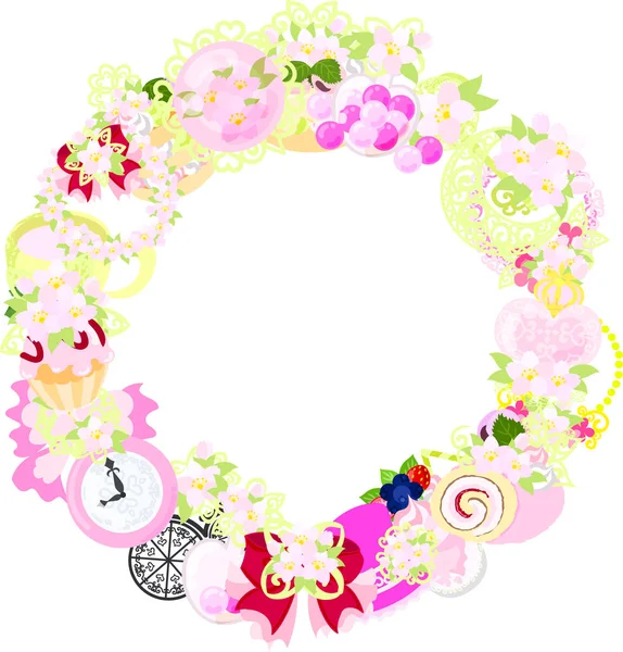 The wreath of cherry blossom objects — Stock Vector