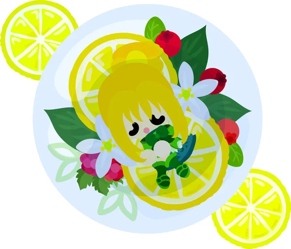 Лимони і дівчаток — стоковий вектор
