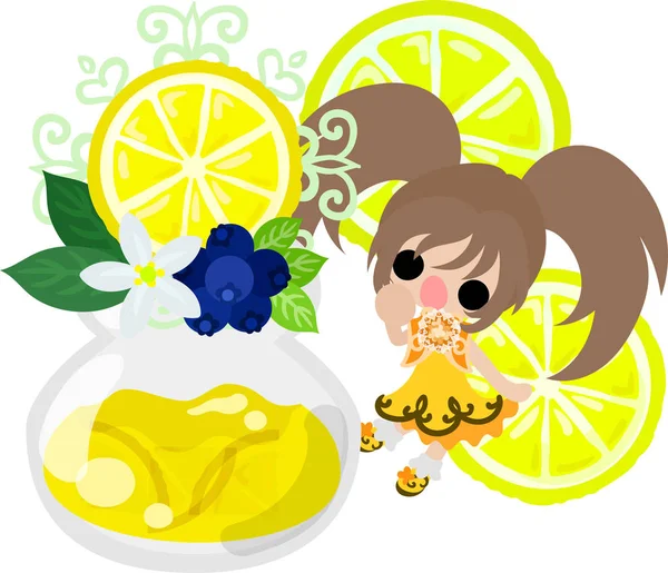 Zitronen und Mädchen — Stockvektor