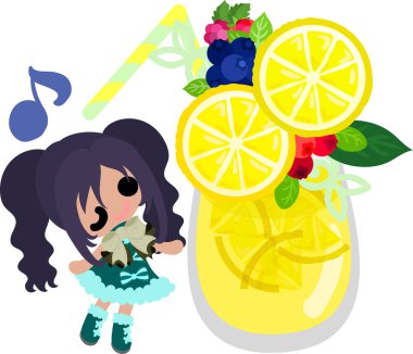 Limon ve kızlar çizimi