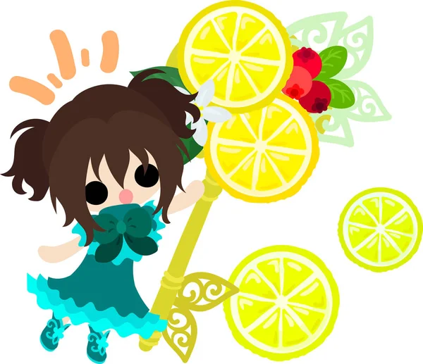Die Illustration von Zitronen und Mädchen — Stockvektor