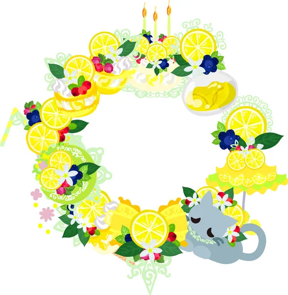 La corona de objetos de limón — Archivo Imágenes Vectoriales