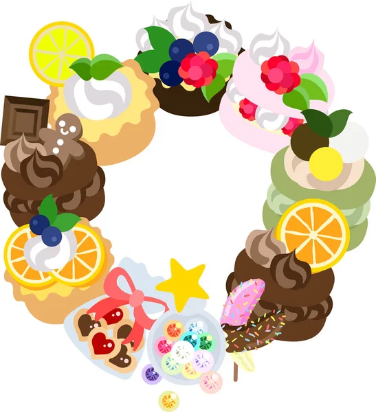 The wreath of sweets — Stock Vector