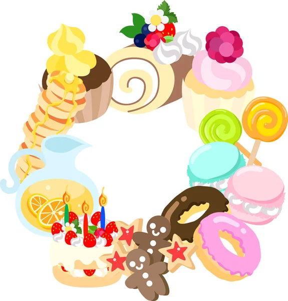 The wreath of sweets — Stock Vector