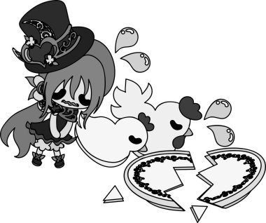 Sevimli kız ve tavuk çizimi