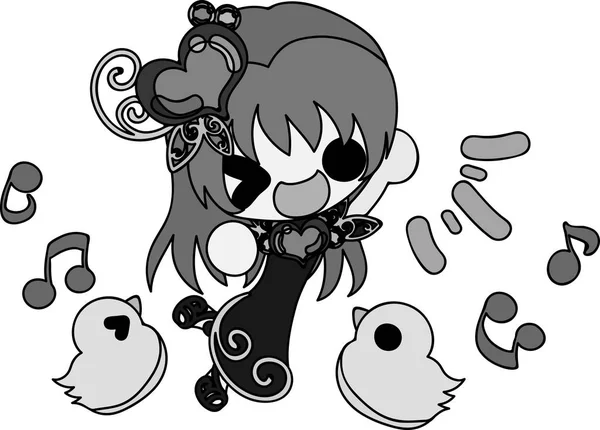 Sevimli kız ve tavuk çizimi