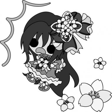 Şirin kızlar ve kiraz çiçeği nesne çizimi