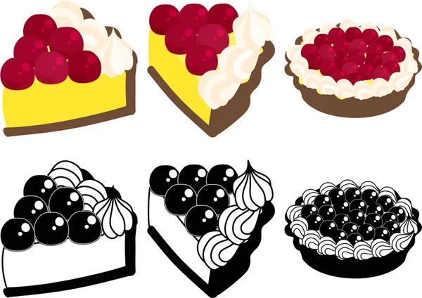 Cute Icons Cherry Tart — Stock Vector