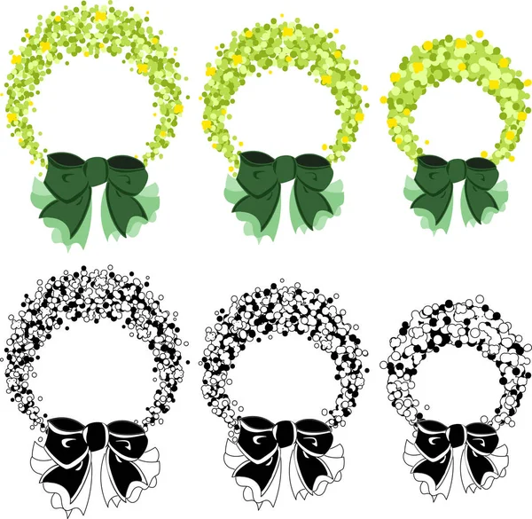 Het Frame Dat Gemaakt Met Groene Bladeren Kleine Bloemen — Stockvector