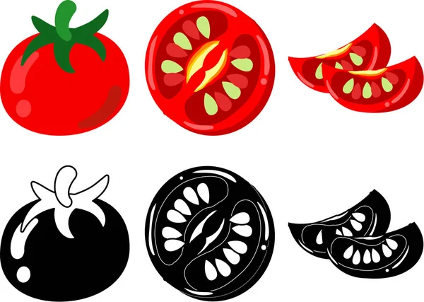 Los Iconos Lindos Tomate — Archivo Imágenes Vectoriales