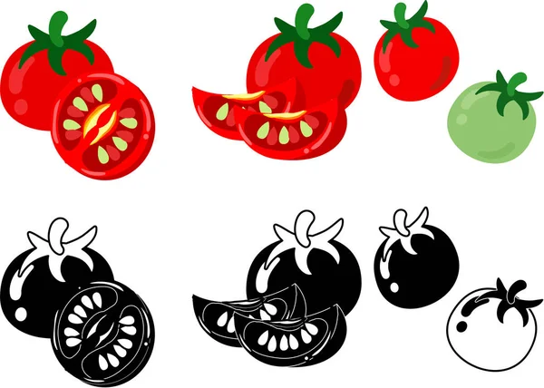 Los Iconos Lindos Tomate — Vector de stock