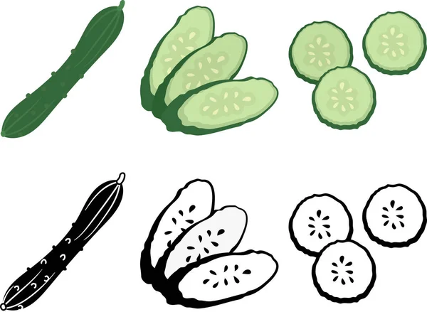 Los Iconos Lindos Pepino — Vector de stock