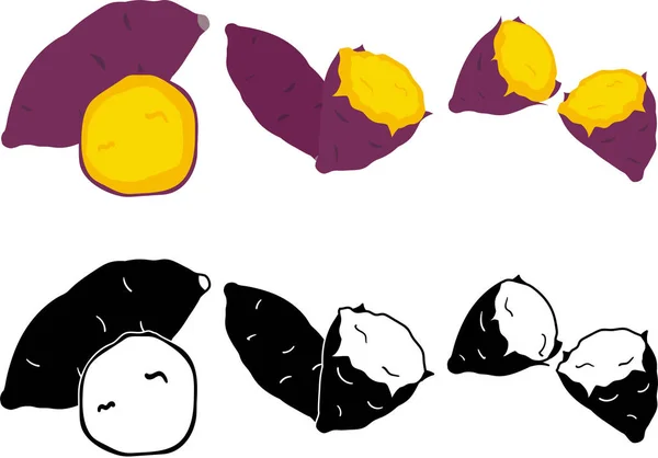 Симпатичные Иконы Сладкого Картофеля Векторная Графика