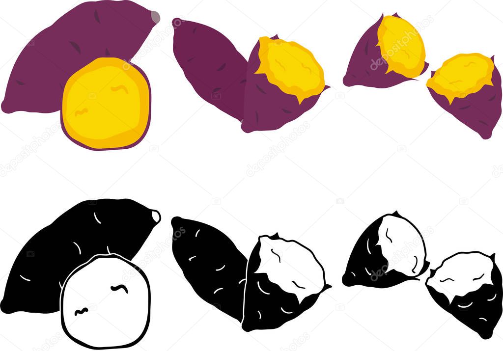 The cute icons of sweet potato