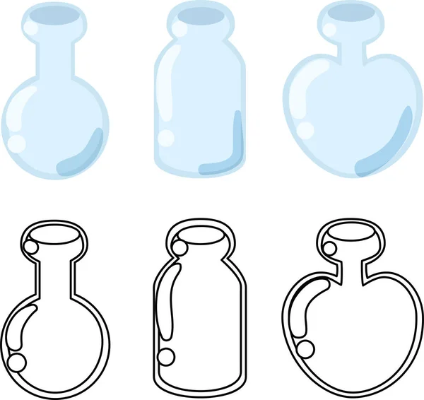 Los Iconos Lindos Botella Vidrio — Vector de stock