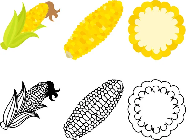 玉米的可爱的图标 — 图库矢量图片